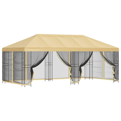Altana z bokami 6 x 3 m kremowy Poliester i Stal 190