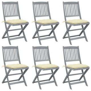 vidaXL Składane krzesła ogrodowe, 6 szt., poduszki, drewno akacjowe