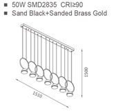 Nowoczesna Lampa Wisząca 'Elegance RING' 151 cm - Czarno-Złota