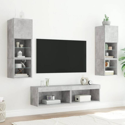 vidaXL Szafka pod TV, z oświetleniem LED, szarość betonu, 60x30x30 cm