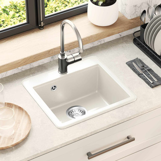 Zlew 80% Kwarc i 20% Żywica 470 x 440 mm Biały