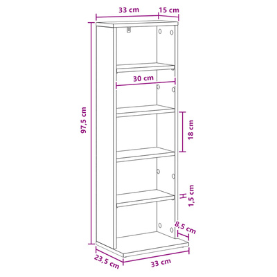 Kabinet na płyty CD Dąb wędzony 33 x 23,5 x 97,5 cm