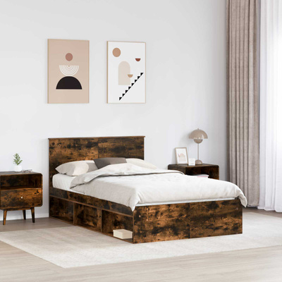 Ramka łóżka Dąb wędzony 135 x 190 cm Drewno inżynieryjne