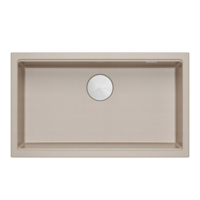 Zlewozmywak granitowy LOGAN 110 – jednokomorowy, wpuszczany, pearl beige/elementy stalowe, Quadron