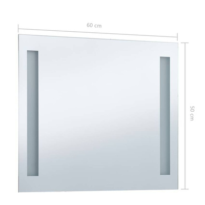 vidaXL Ścienne lustro łazienkowe z LED, 60 x 50 cm