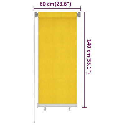 vidaXL Roleta zewnętrzna, 60x140 cm, żółta, HDPE