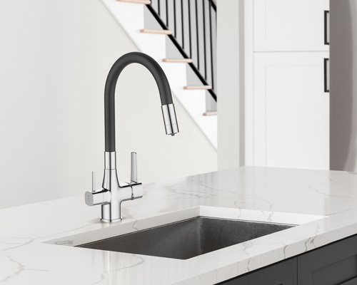 BATERIA ZLEWOZMYWAKOWA Z FILTREM GLAMOUR INVENA TREND, CHROM / CZARNA
