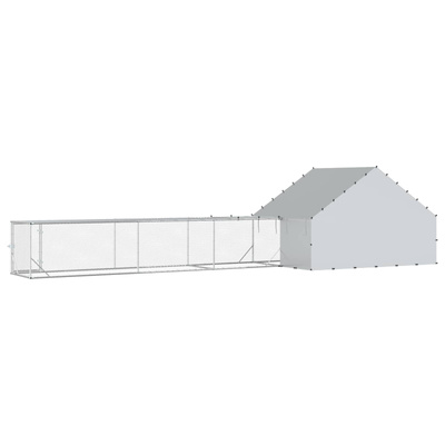Kurnik z dachem i podwórkiem 2 szt. srebrny 8 x 2 x 1,9 m