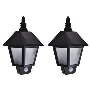 Ścienne lampy solarne, 2 szt., z detektorem ruchu, czarne