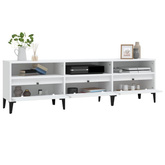 vidaXL Szafka pod TV, biała, 150x30x44,5 cm, materiał drewnopochodny wariant 8