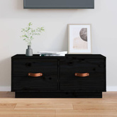 vidaXL Szafka pod TV, czarna, 80x34x35 cm, lite drewno sosnowe