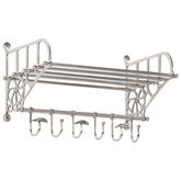 Półka na bagaże z wieszakami, ścienna, aluminium