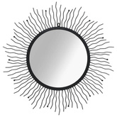 vidaXL Ogrodowe lustro ścienne w kształcie słońca, 80 cm, czarne