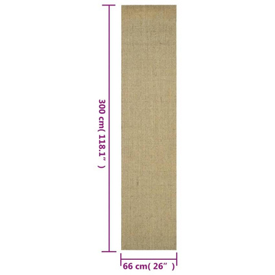 vidaXL Dywanik, naturalny sizal, 66x300 cm, zielony