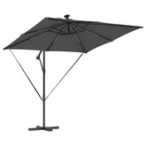 Parasol plażowy z paskami LED Antracyt 249 x 249 x 250 cm