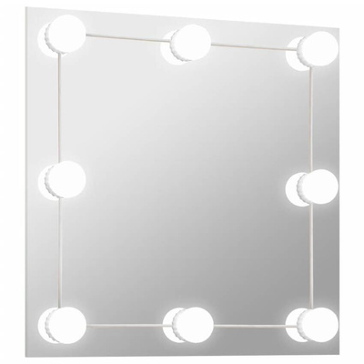 Lustro ścienne z lampkami LED, kwadratowe, szklane vidaXL