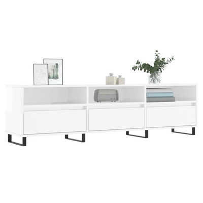 vidaXL Szafka pod TV, wysoki połysk, biała, 150x30x44,5 cm