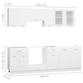 8-cz. zestaw szafek kuchennych, Lyon, biały, materiał drewnopochodny