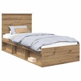 Ramka łóżka Dąb rzemieślniczy 75 x 190 cm Lite drewno sosnowe