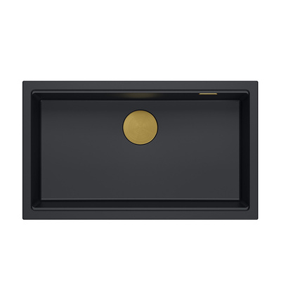 LOGAN 110 GraniteQ zlewozmywak pure carbon 76x44x23,5 cm 1-komorowy podwieszany z syfonem manualnym złoty