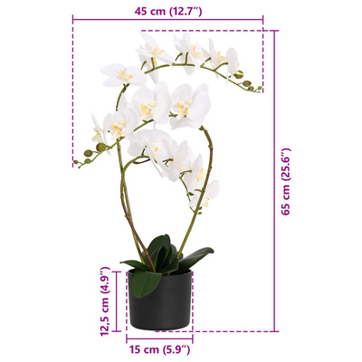 Sztuczny kwiat orchidei w doniczce Biały 45 x 15 x 65 cm