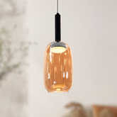 Lampa wisząca Bueno szklana bursztynowy klosz pojedyncza GX53