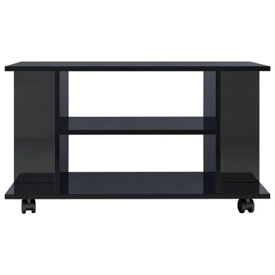 vidaXL Szafka pod TV z kółkami, wysoki połysk, czarna, 80x40x40 cm
