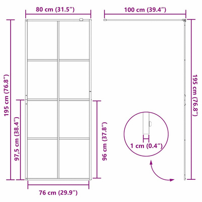 Ściana prysznicowa typu walk-in złoty 80 x 195 cm