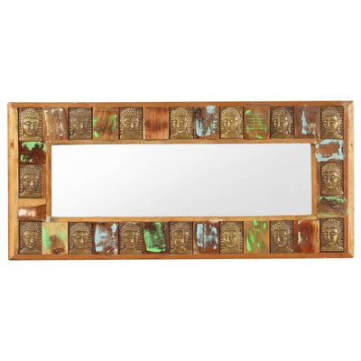 vidaXL Lustro z wizerunkiem Buddy, 110x50 cm, lite drewno z odzysku