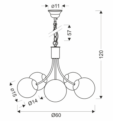 Lampa wisząca Dani 5x40W E14 mosiądz, biały klosz, elegancka oprawa sufitowa do salonu, styl klasyczny i nowoczesny, pięć punktów światła