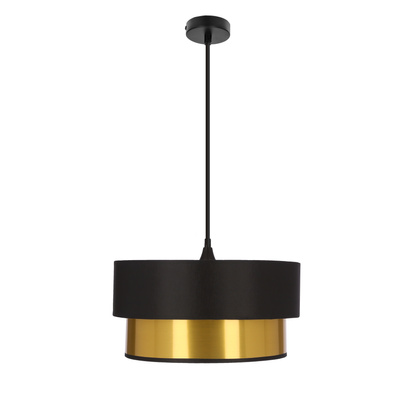 Lampa wisząca z abażurem Erna czarno-złota do salonu E27 metalowa