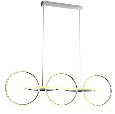 Lampa wisząca KOS nowoczesna – srebrne okręgi LED 4000K- minimalistyczna lampa nad stół