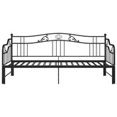 Sofa z wysuwaną ramą łóżka, czarna, metalowa, 90x200 cm