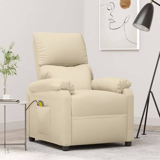 vidaXL Fotel masujący, kremowy, obity tkaniną wariant 8