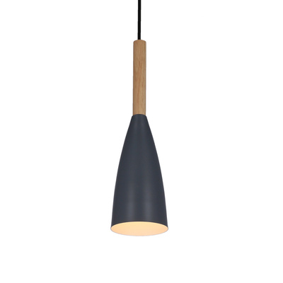 Lampa wisząca szara + drewno Trosa Ledea 50101266