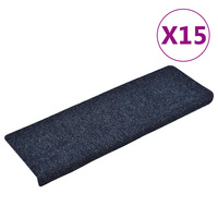 Maty na schody samoprzylepne 15 szt. 65x21x4 cm Niebieskie prostokątne krawędzie