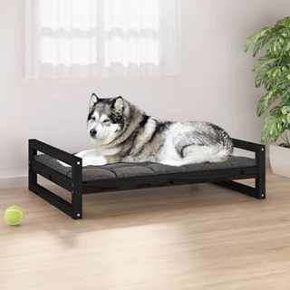 vidaXL Legowisko dla psa, czarne, 105,5x75,5x28 cm, drewno sosnowe model standard