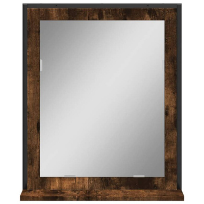 vidaXL Lustro łazienkowe z półką, przydymiony dąb, 50x12x60 cm