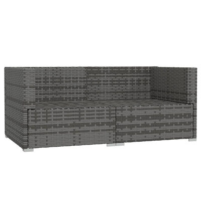2-osobowa sofa z poduszkami, szara, polirattan