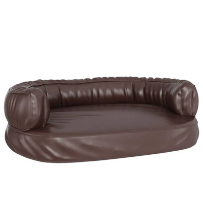vidaXL Ergonomiczne legowisko dla psa, brąz, 60x42 cm, sztuczna skóra