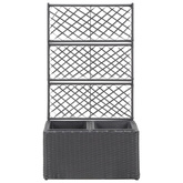 vidaXL Donica z kratką i 2 wkładami, 58x30x107 cm, polirattan, czarna