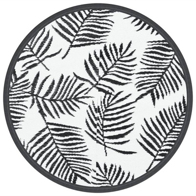 vidaXL Dywan na zewnątrz, biało-czarny, ?120 cm, PP model standard