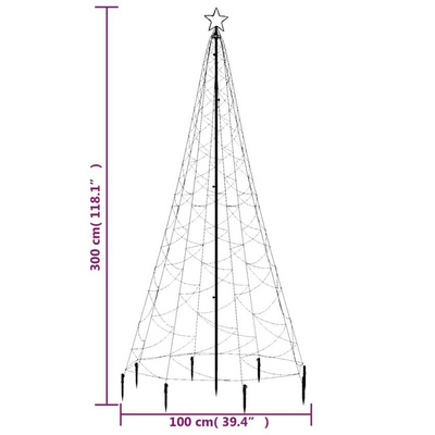 vidaXL Choinka z metalowym słupkiem, 500 diod LED, kolorowa, 3 m