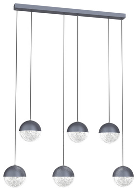Lampa wisząca FURNI 5-punktowa szara – ze szklanymi kloszami kulami - designerska lampa do salonu LED 4000K