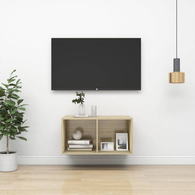 vidaXL Wisząca szafka pod TV, kolor dąb sonoma, 37x37x72 cm