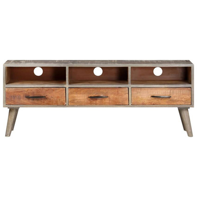 vidaXL Szafka pod TV, szara, 130x35x51 cm, lite, surowe drewno mango