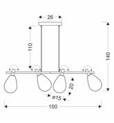 Lampa wisząca Denso szklana czarna nad stół potrójna z kloszami dymionymi i miedzianymi