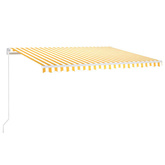 Ręcznie zwijana markiza z LED, 450 x 300 cm, żółto-biała