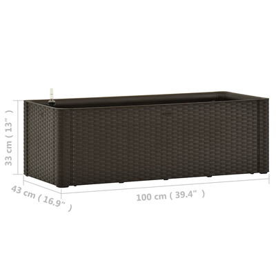 vidaXL Podwyższona donica z systemem podlewania, mokka, 100x43x33 cm