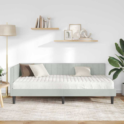 Rama Łóżka Narożnego z Materacem 2 szt. Jasnoszary 90 x 200 cm
